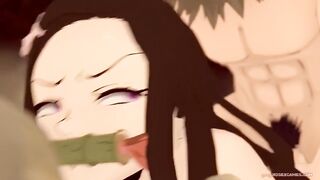 Demon Slayer hentai Nezuko anal creampied by Inosuke 3D animation