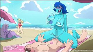 LapisLazuli Rides a Huge Cock on a Public Beach - Steven Universe XXX