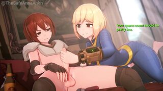 Vault Girl (Fallout 4) Cute Girl get Rough Blowjob with huge cumshot