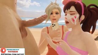 POV PERFECT BLOWJOB FROM D.VA ON THE BEACH | OVERWATCH HENTAI ANIMATED 4K 60FPS