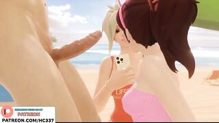 POV PERFECT BLOWJOB FROM D.VA ON THE BEACH | OVERWATCH HENTAI ANIMATED 4K 60FPS