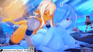 Hot Futanari Shark and Slime Girl Hentai Futa