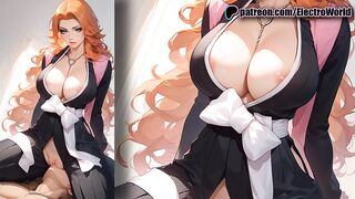 Rangiku and her dual technique of jerking off with her tits and sucking at the same time!