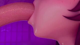 Genshin Impact Hu Tao gives a deep throat blowjob 3D animation