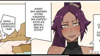 Yoruichi follada por enorme verga de Ichigo y obtiene tu creampie porn-comic