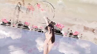 3D big boobs Asian whore dancing in the poor