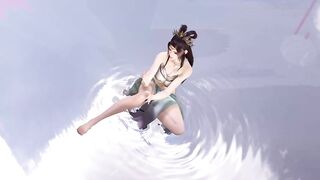 3D big boobs Asian whore dancing in the poor