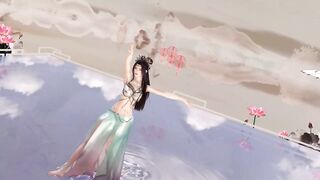 3D big boobs Asian whore dancing in the poor