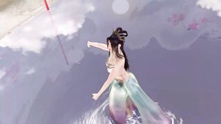 3D big boobs Asian whore dancing in the poor