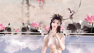 3D big boobs Asian whore dancing in the poor