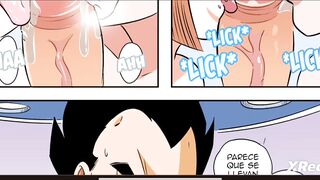 Dragon ball z-Bulma le da regalo sorpresa a Vegueta y se come enorme culo de número 18 porn comic