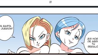 Dragon ball z-Bulma le da regalo sorpresa a Vegueta y se come enorme culo de número 18 porn comic