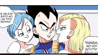 Dragon ball z-Bulma le da regalo sorpresa a Vegueta y se come enorme culo de número 18 porn comic