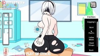 Yorha 2B POV Reverse Cowgirl Creampie In Latex Bikini - Hole House Game