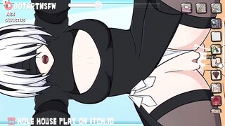 Yorha 2B Bent Over Doggystyle Dripping Creampie - Hole House Game