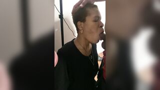 Mz K enjoying sum fat cock down her throat