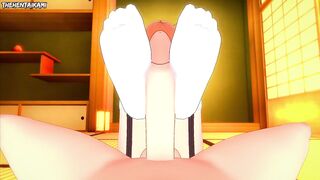 Orihime Inoue from Bleach Gives You A Footjob Hentai POV