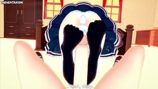 Miyabi Hotaka from Absolute Duo Gives You A Footjob Hentai POV