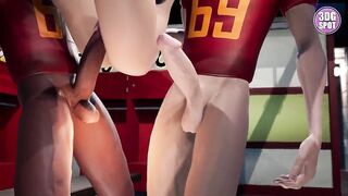 3DGSPOT - Big Titties Teen Gets DP By Two Footbal Players In The Locker Room! 3D CARTOON PORN!