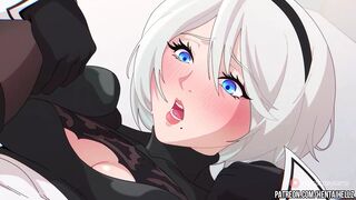 neir autonoma hentai 2B getting creampied in her tight anal 2D animation