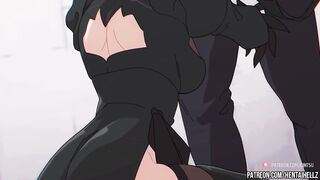 neir autonoma hentai 2B getting creampied in her tight anal 2D animation