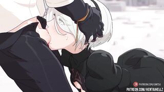 neir autonoma hentai 2B getting creampied in her tight anal 2D animation