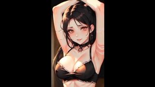 AI Anime brunette girl beautiful dancing in bikini