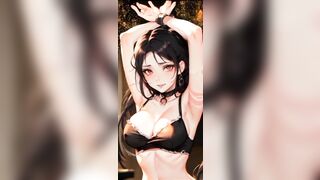 AI Anime brunette girl beautiful dancing in bikini