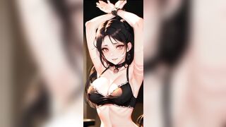 AI Anime brunette girl beautiful dancing in bikini