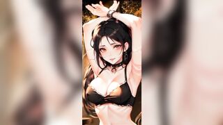 AI Anime brunette girl beautiful dancing in bikini