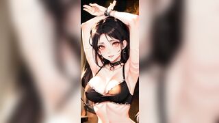 AI Anime brunette girl beautiful dancing in bikini