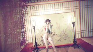 3D Japanese stripper with sexy tattoo