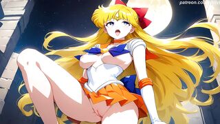 Sailor Venus transformed and accidentally lost her clothes