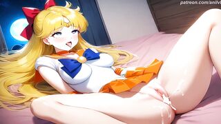 Sailor Venus transformed and accidentally lost her clothes