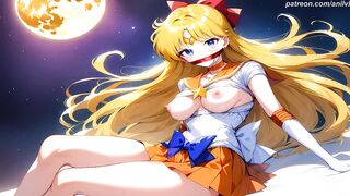 Sailor Venus transformed and accidentally lost her clothes