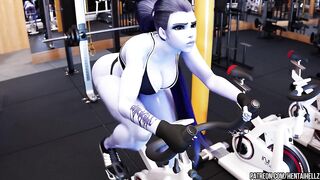 Overwatch widow was fucked hard in the anal while training at the gym