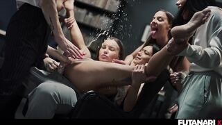 Veronica Leal Gets Bukkaked and Creampied By Chicks With Dicks In Double Penetration Futa Gangbang