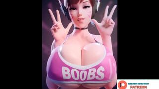 MAVIS TRACER D.VA CHEL ZELDA MEI 2B AND RAVEN MAKE SOME HOT BOOBS SONG - CARTOON ANIMATED 4K 60FPS