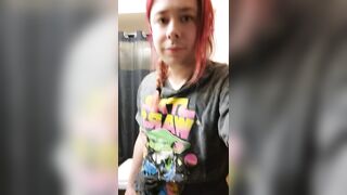 Nerdy transgirl desperately pisses all over herself