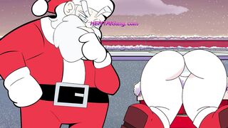 Hot Brunette With Big Ass Gets Stucked in the Chimney! Horny Santa Has an Idea