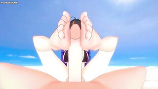 Zhu Yuan from Zenless Zone Zero Gives You A Footjob At The Beach Hentai POV