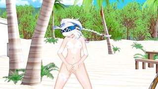 Mualani naked and Cumming on the beach (Genshin Impact Hentai)