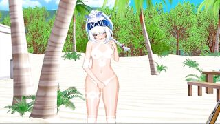 Mualani naked and Cumming on the beach (Genshin Impact Hentai)