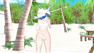 Mualani naked and Cumming on the beach (Genshin Impact Hentai)