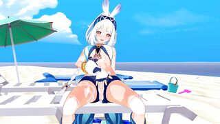 Mualani fingers herself on the beach (Genshin Impact Hentai 3d Animation)