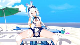 Mualani fingers herself on the beach (Genshin Impact Hentai 3d Animation)