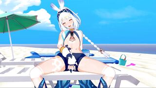 Mualani fingers herself on the beach (Genshin Impact Hentai 3d Animation)