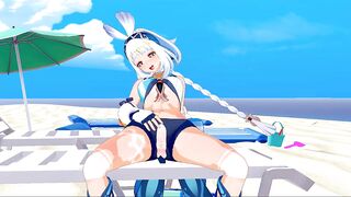 Mualani fingers herself on the beach (Genshin Impact Hentai 3d Animation)