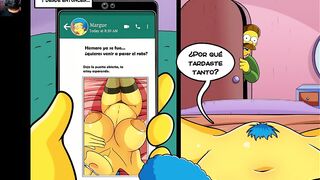 Marge es follada Por Ned, Esposa infiel engaña a su Marido Cuando está trabajando - Los Simpsons Hen