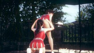 Honey Lesbian Cheerleader Pussy Licking at Outdoor